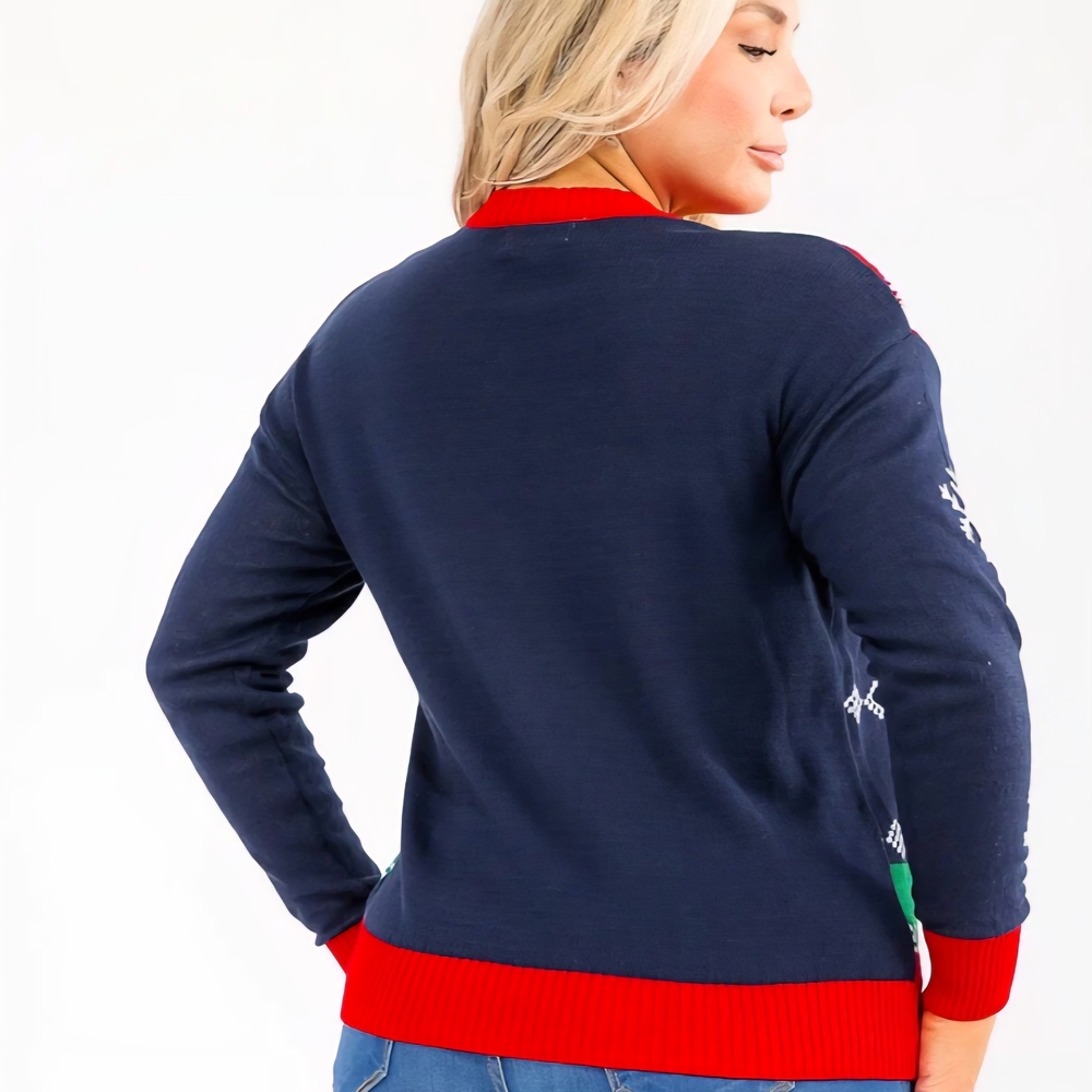 CH13 NWT Festive Snowman Christmas Sweater Pullover Relaxed Fit Plus 1X 2X 3X - Picture 3 of 9